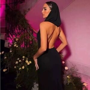 Zara Hooded Open Back Dress